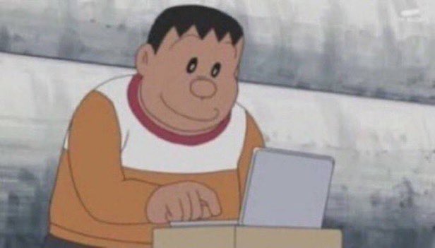 パソコンを打つジャイアン - ドラえもん